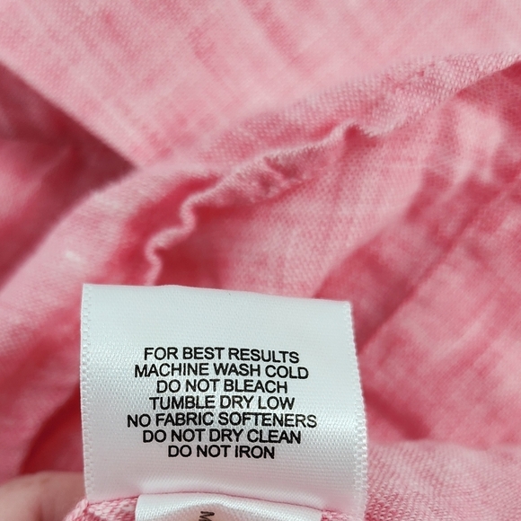 Peter Millar Long Sleeve Button Down Collared Shirt 100% Linen Medium - Picture 10 of 10